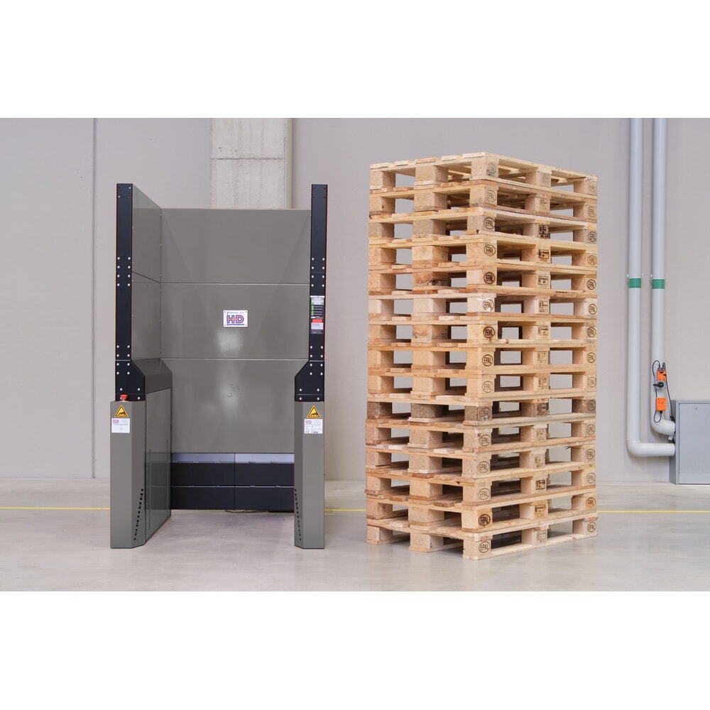 Produktabbildung: Hagenauer+Denk Palettenmagazin PalServer Universal, 15 Paletten, BxL 1000 x 1200 mm, Edelstahl