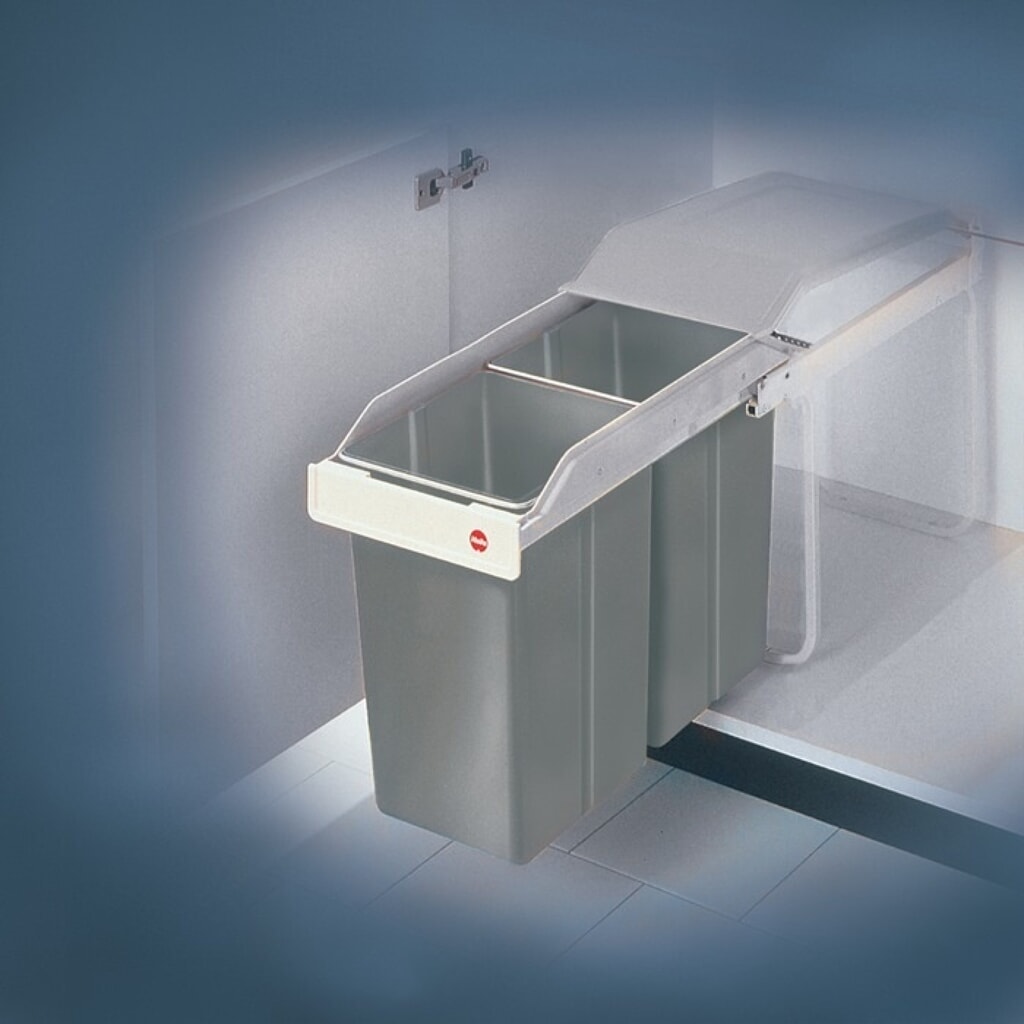 Hailo Abfallsammler Multi-Box, f.Unterschränke ab B.300 mm, 2 x 15 l B260xT510xH460mm grau Produktabbildung: Hailo Abfallsammler Multi-Box, f.Unterschränke ab B.300 mm, 2 x 15 l B260xT510xH460mm grau
