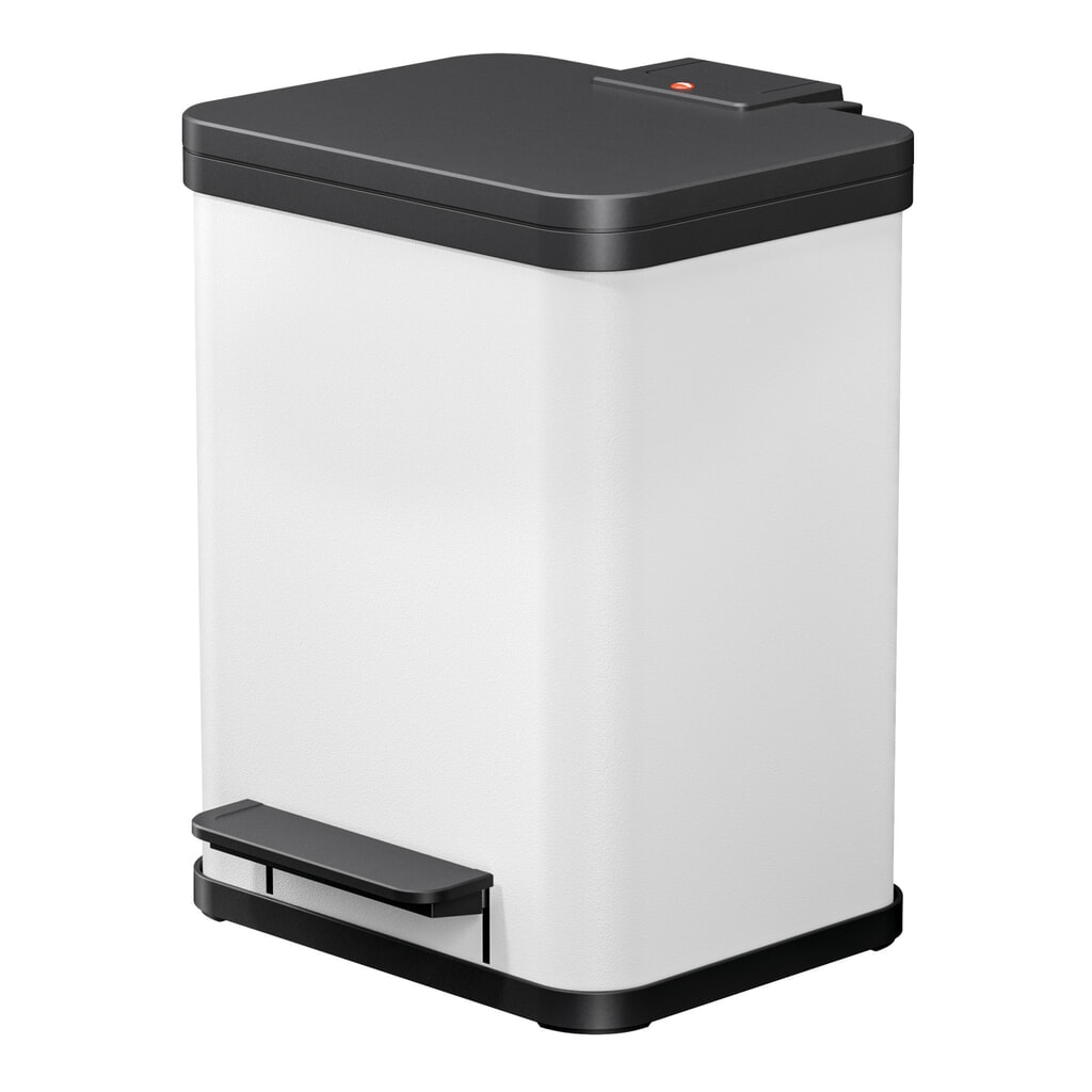 Hailo Tret-Wertstoffsammler Öko duo Plus M, 2x 9 Liter, gedämpfter Schließmechanismus, weiß, matt Produktabbildung: Hailo Tret-Wertstoffsammler Öko duo Plus M, 2x 9 Liter, gedämpfter Schließmechanismus, weiß, matt