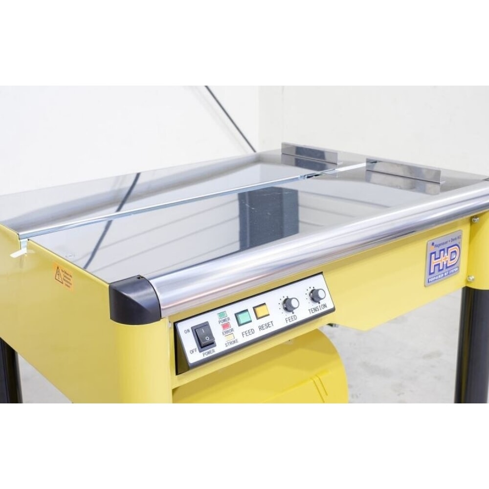 Produktabbildung Nr. 3: Halbautomatische Umreifungsmaschine HDS-25, mobil mit Lenkrollen, für Bandbreite 12 mm
