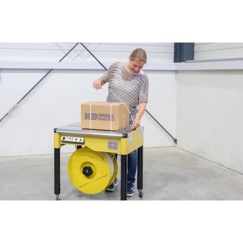 Produktabbildung Nr. 7: Halbautomatische Umreifungsmaschine HDS-25, mobil mit Lenkrollen, für Bandbreite 12 mm
