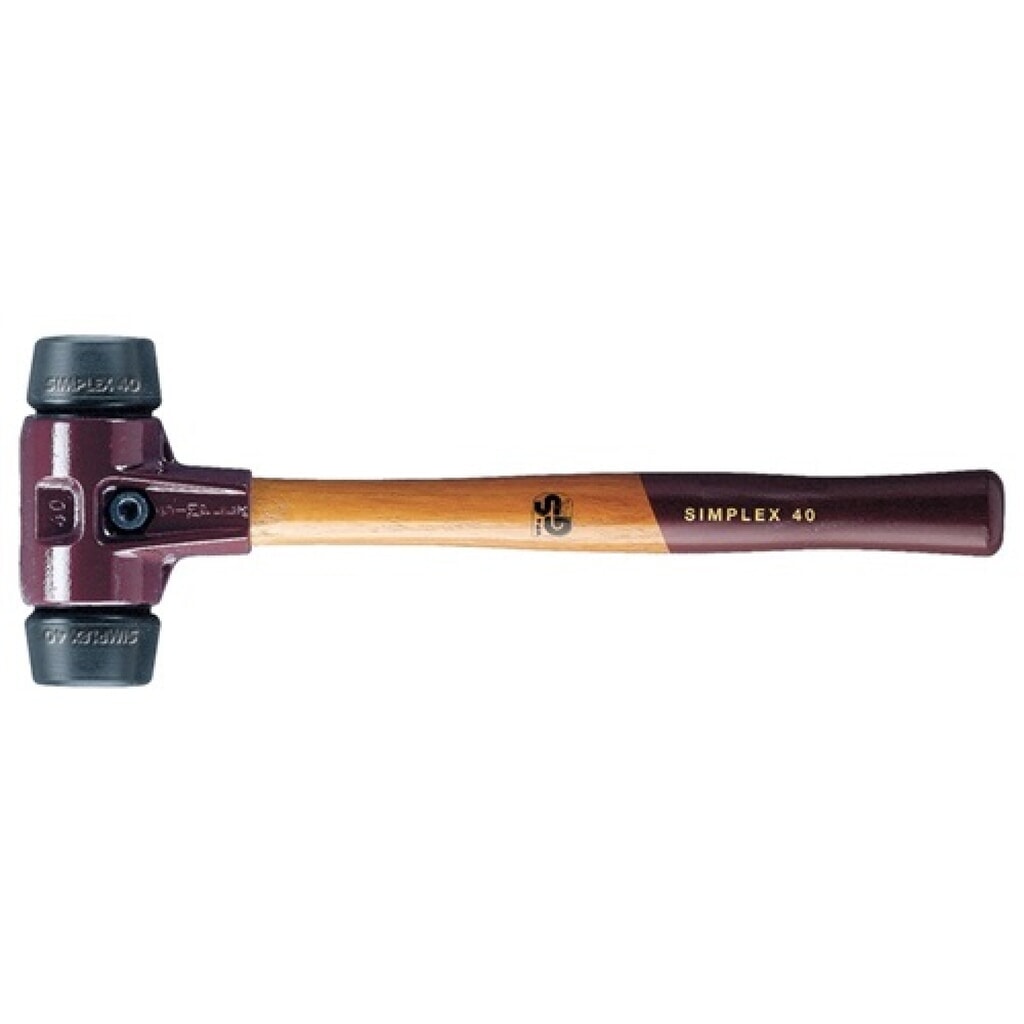 Produktabbildung: Schonhammer SIMPLEX L.330mm Kopf-D.40mm mittelh.HO Gum.schwarz HALDER