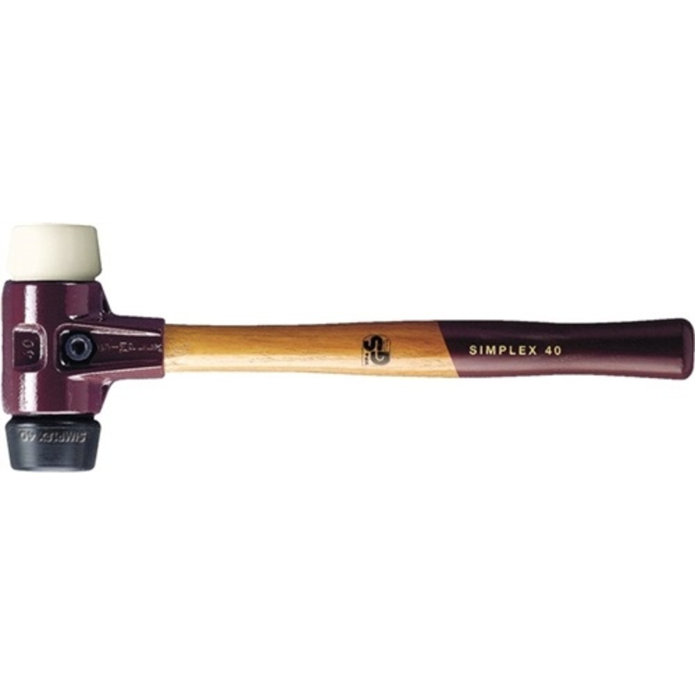 Produktabbildung: Schonhammer SIMPLEX L.300mm Kopf-D.30mm mittelh./hart HO Gum.schwarz/Nylon weiß