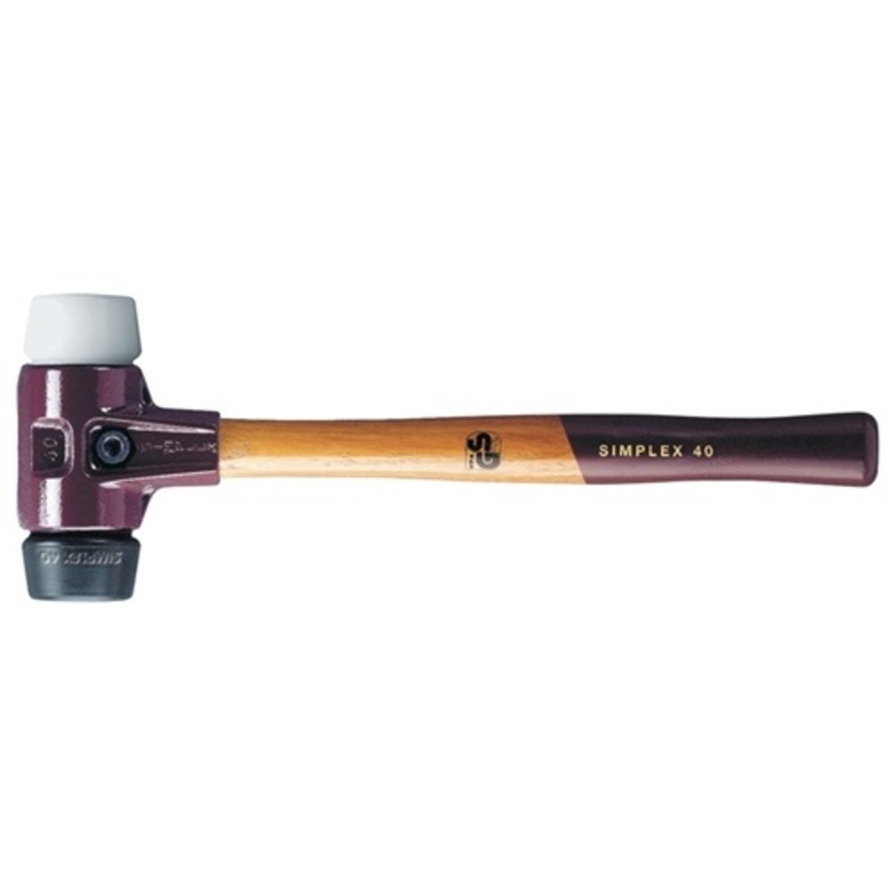 Produktabbildung: Schonhammer SIMPLEX L.300mm Kopf-D.30mm mittelh.HO Gum.schwarz/Superplast.weiß