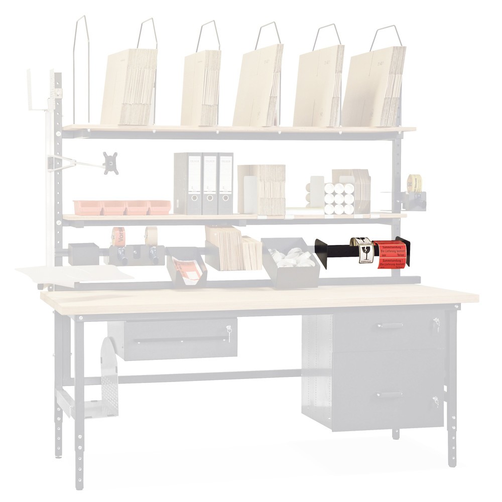Produktabbildung: Halter für Etikettenrollen (450 mm) für Packtisch, lichtgrau