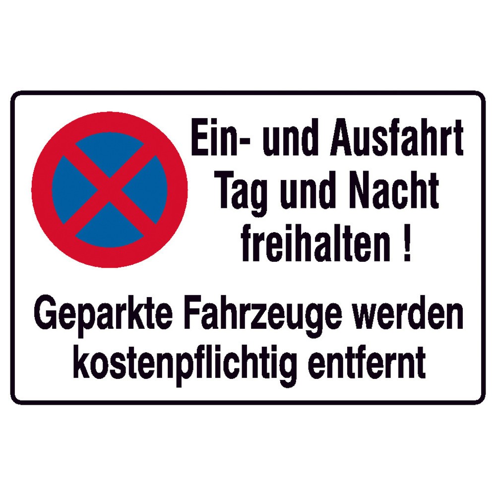 Produktabbildung: Halteverbotsschild "Ein- und Ausfahrt freihalten", Alu geprägt