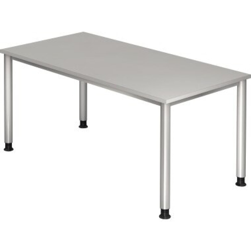 Produktabbildung: Hammerbacher Manuell höhenverstellbarer Schreibtisch Akzent, 4-Fuß Gestell, BxT 1.600 x 800 mm, grau