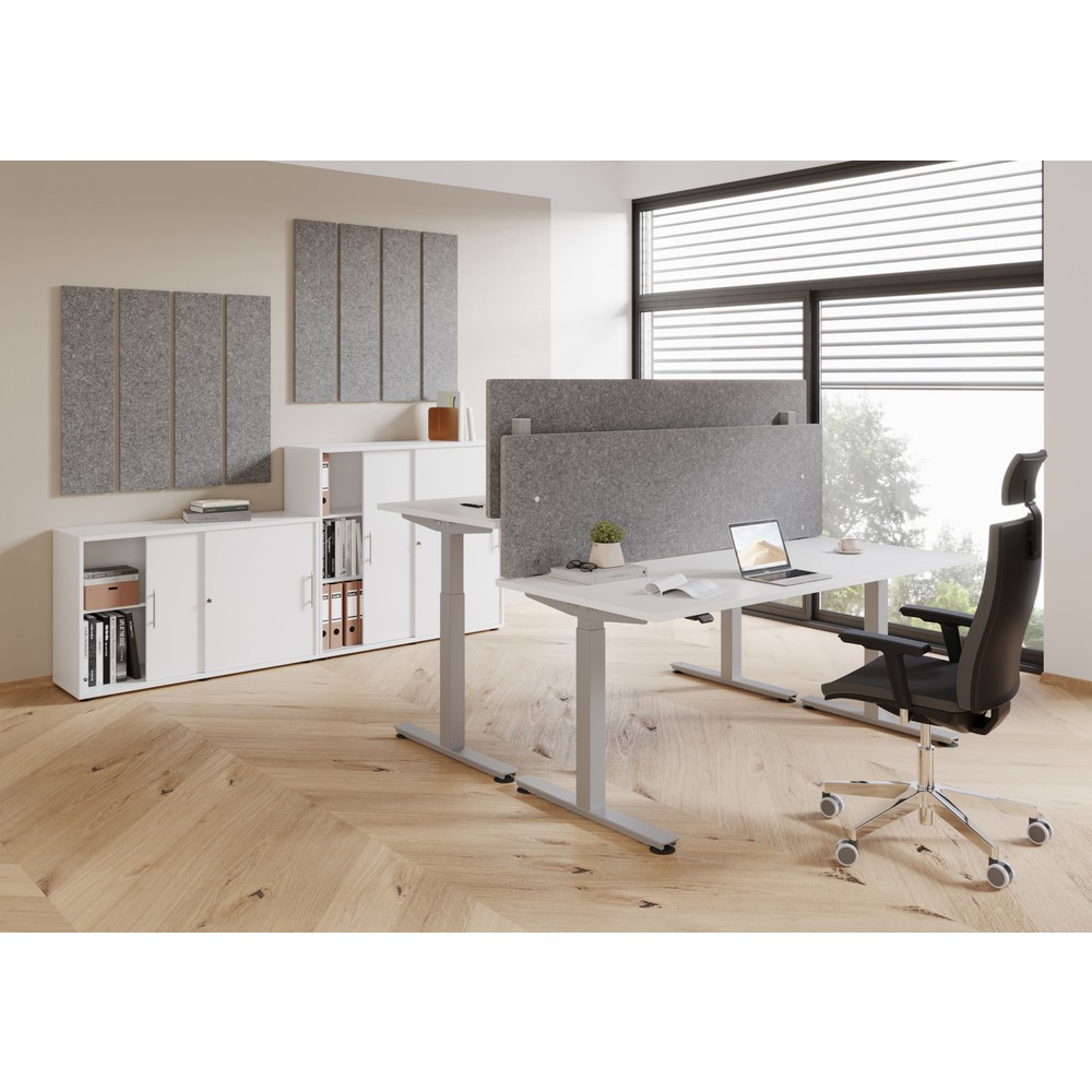 Číslo obrázku produktu 8: Hammerbacher psací stůl, elektrické nastavení výšky, ŠxH 1600 x 800 mm, bílá