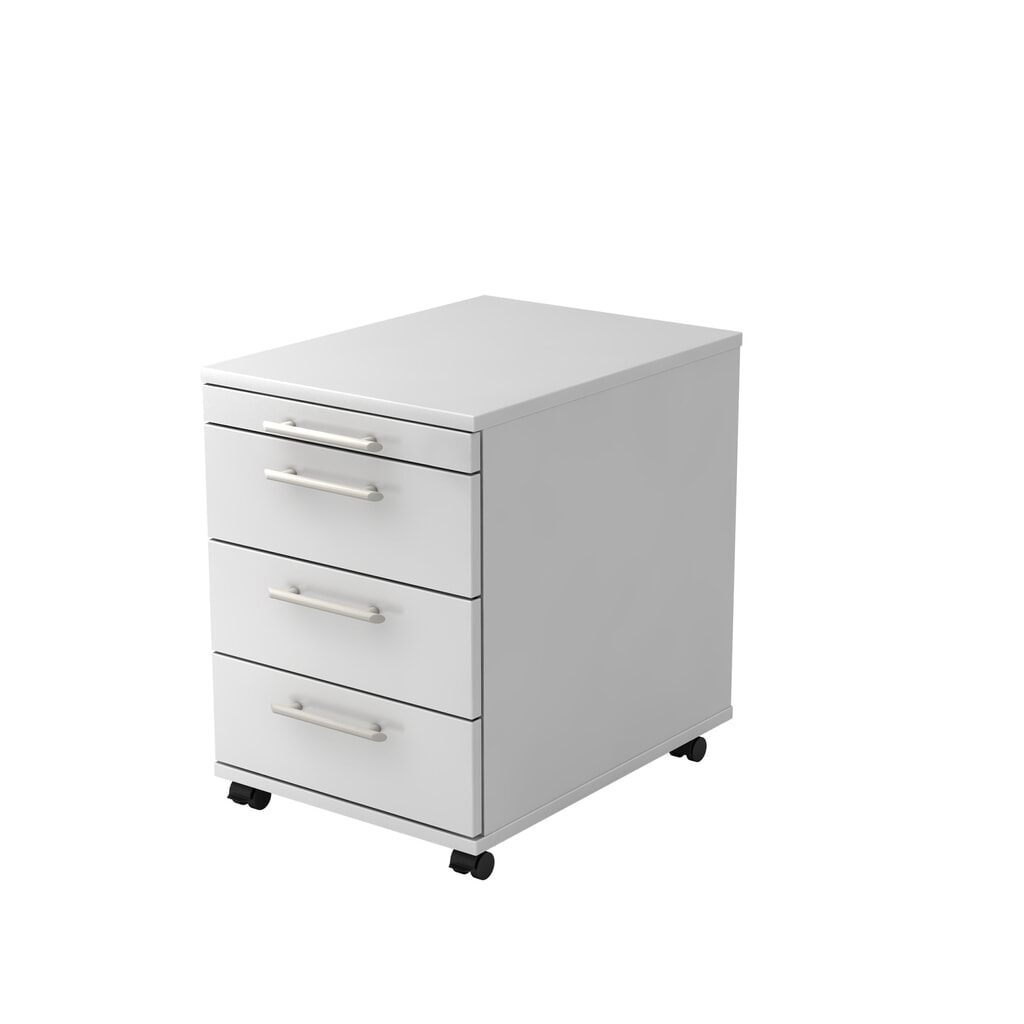 Hammerbacher Rollcontainer 58cm,3 Schübe RE Weiß Produktabbildung: Hammerbacher Rollcontainer 58cm,3 Schübe RE Weiß
