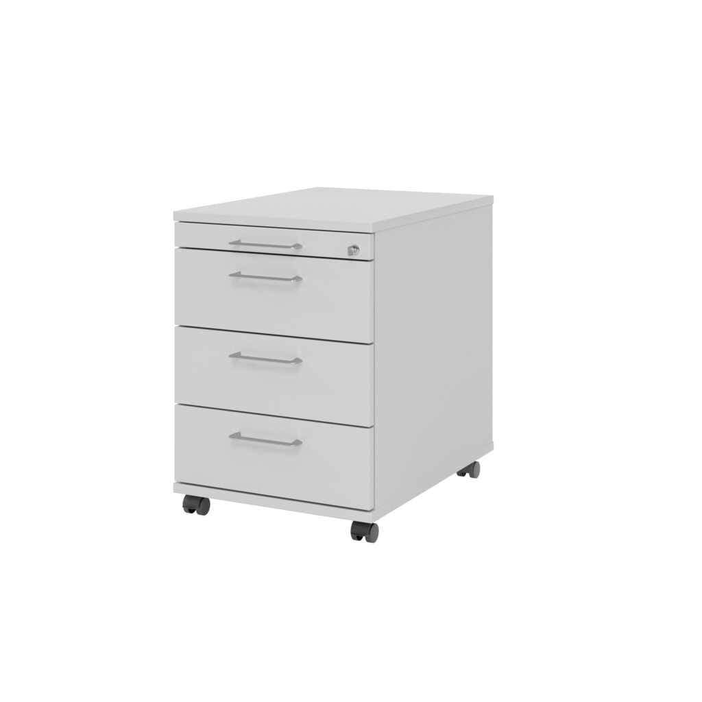 Hammerbacher Rollcontainer 58cm, 3Schübe,Schloß BS Grau Produktabbildung: Hammerbacher Rollcontainer 58cm, 3Schübe,Schloß BS Grau