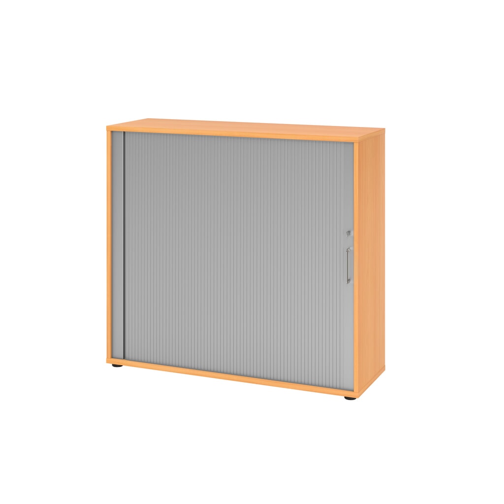 Produktabbildung: Hammerbacher Rollladenschr.hor. 3OH 120cm BS Buche/Silber