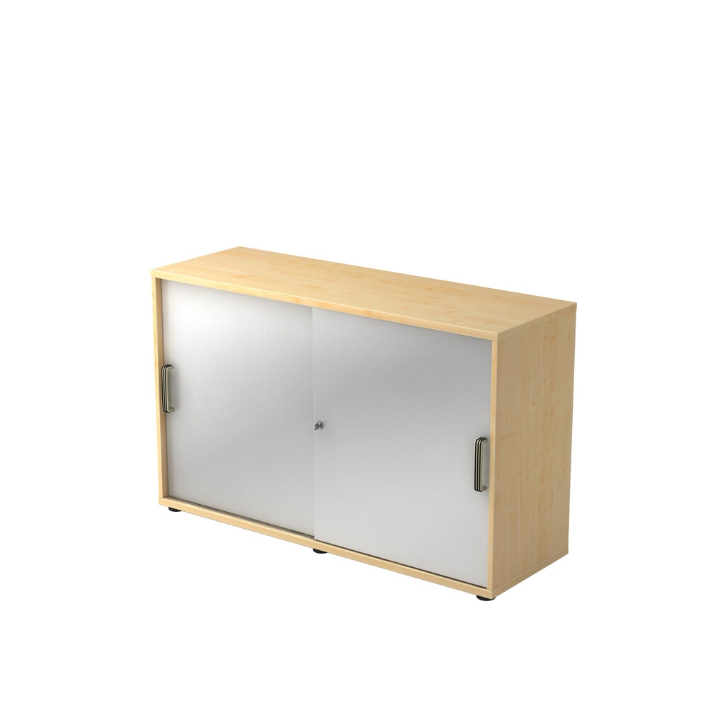 Produktabbildung: Hammerbacher Schiebetürschrank 2OH 120cm SG Ahorn/Silber