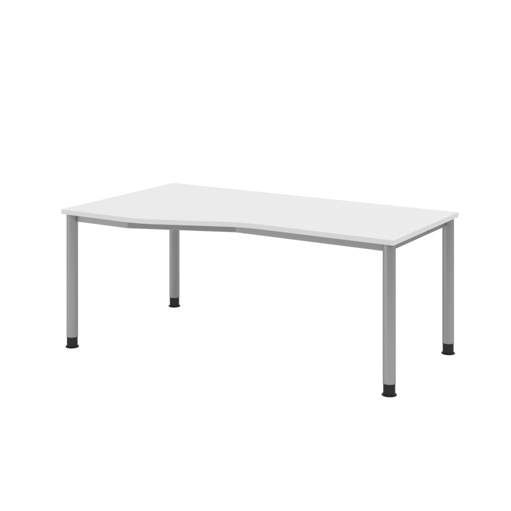 Produktabbildung: Hammerbacher Manuell höhenverstellbarer Schreibtisch Akzent, 4-Fuß Gestell, BxT 1.800 x 1.000 mm, weiß