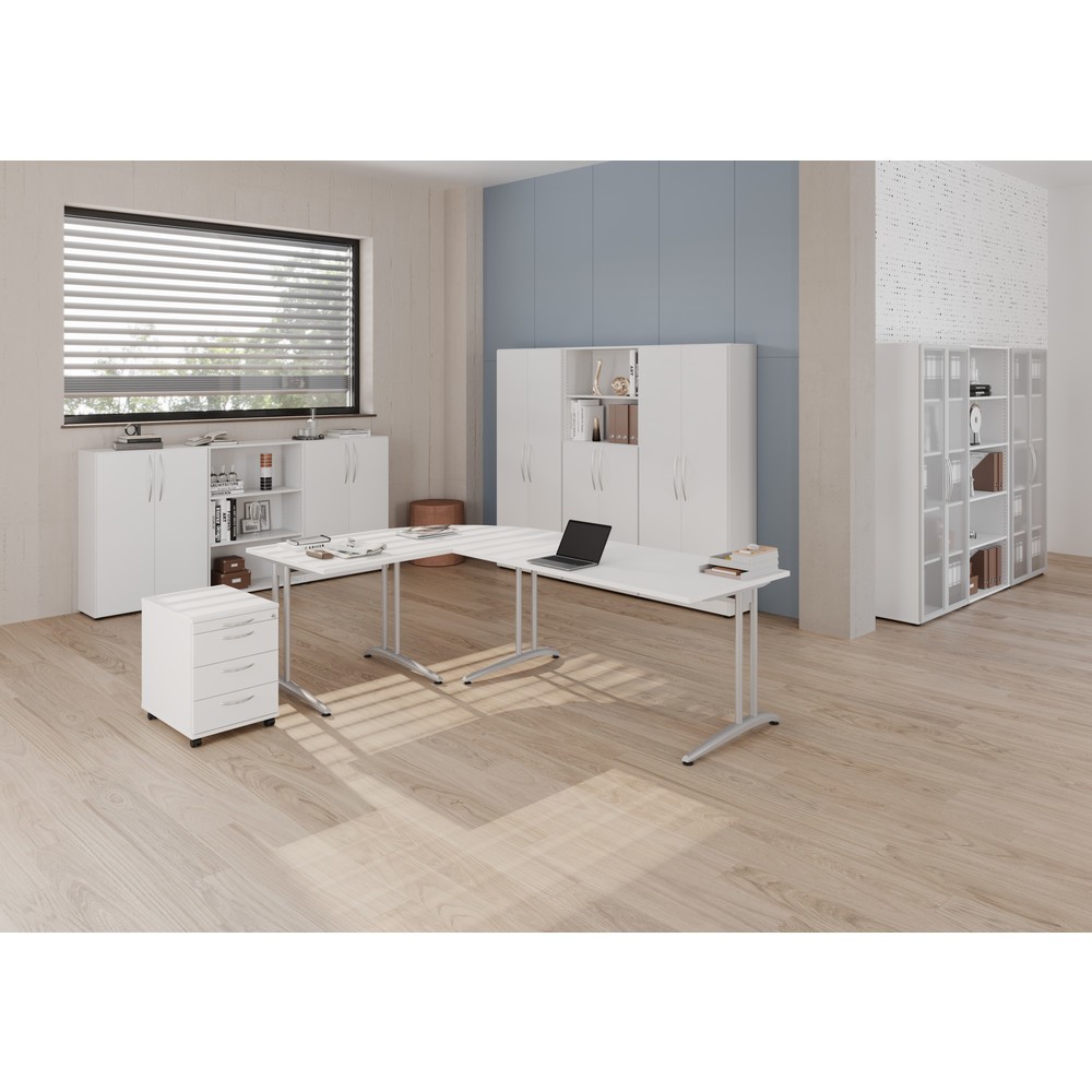 Produktabbildung Nr. 3: Hammerbacher Büro-Schreibtisch Akzent, C-Fuß Gestell,Hx BxT 740 x 1.600 x 800 mm, grau