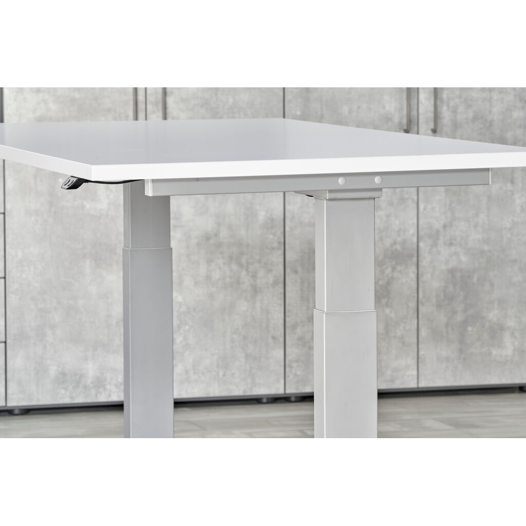 Hammerbacher Elektrisch höhenverstellbarer Schreibtisch 1-stufig, C-Fuß, BxT 1.800 x 800 mm, grau, silber Produktabbildung Nr. 8: Hammerbacher Elektrisch höhenverstellbarer Schreibtisch 1-stufig, C-Fuß, BxT 1.800 x 800 mm, grau, silber
