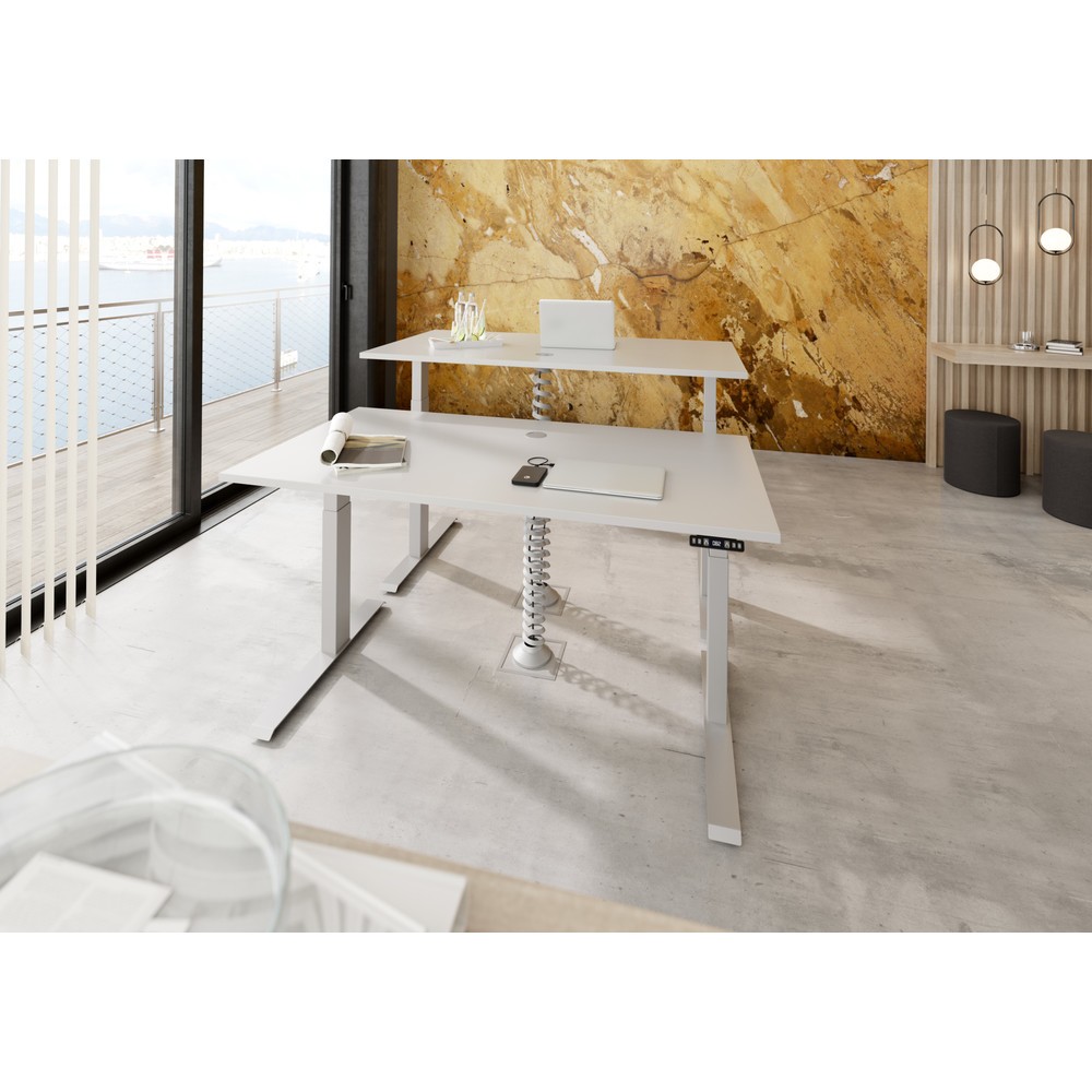 Produktabbildung Nr. 7: Hammerbacher Elektrisch höhenverstellbarer Schreibtisch 2-stufig, Memory-Schalter, C-Fuß, BxT 1.800 x 800 mm, Buche, graphit