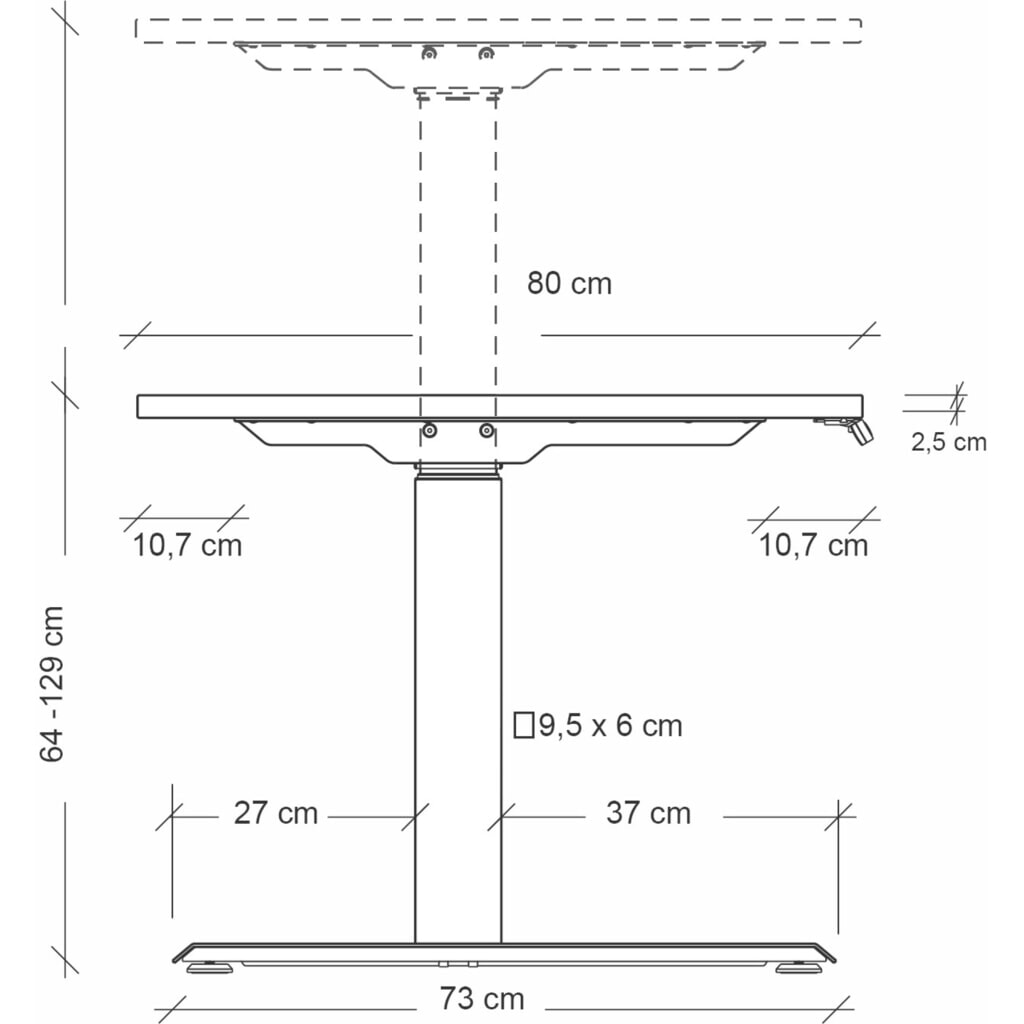 Produktabbildung Nr. 3: Hammerbacher Elektrisch höhenverstellbarer Schreibtisch 2-stufig, Memory-Schalter, C-Fuß, BxT 1.600 x 800 mm, grau, weiß