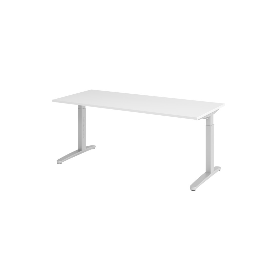 Produktabbildung Nr. 1: Hammerbacher Manuell höhenverstellbarer Schreibtisch, C-Fuß, BxT 1.800 x 800 mm, weiß