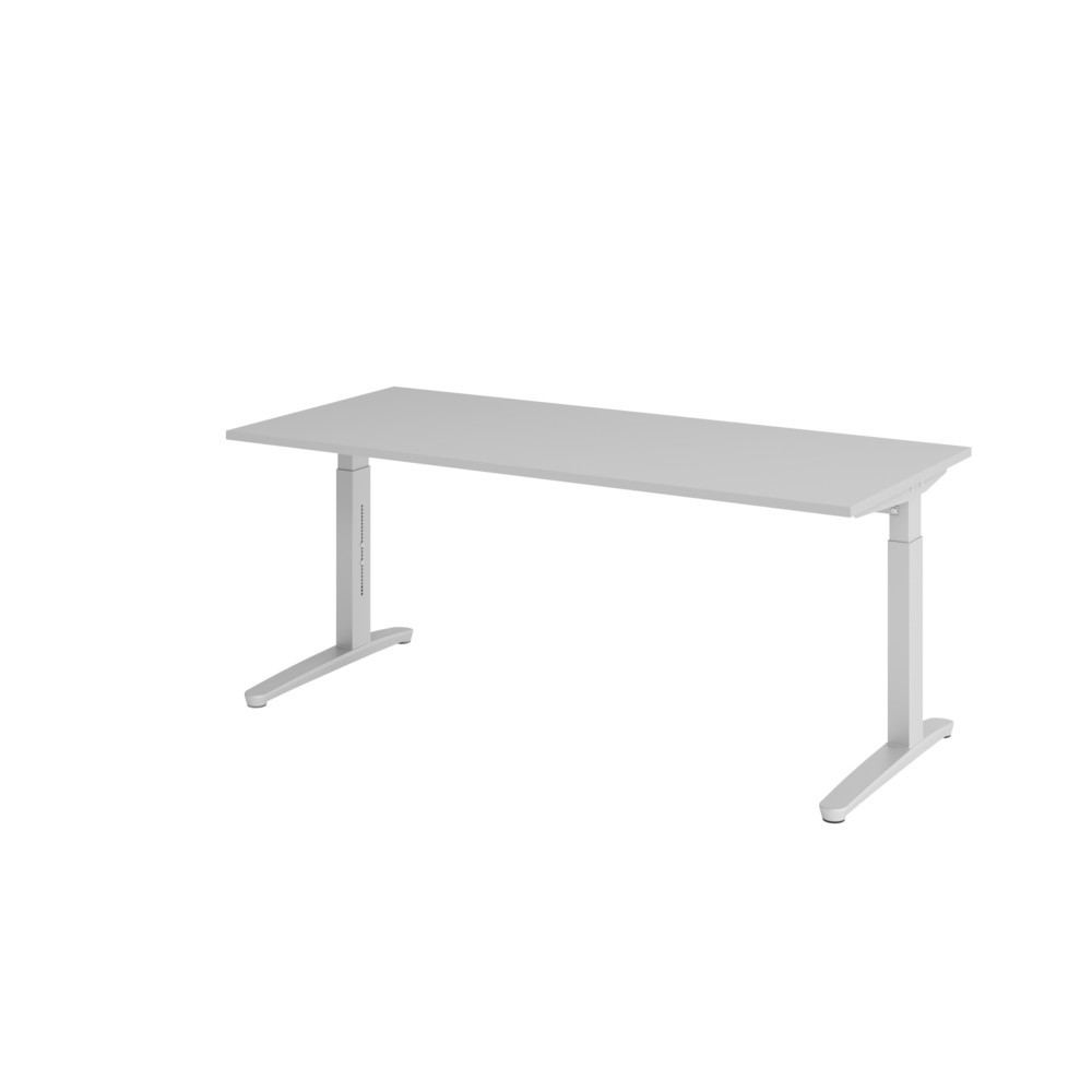 Produktabbildung: Hammerbacher Manuell höhenverstellbarer Schreibtisch, C-Fuß, BxT 1.800 x 800 mm, grau