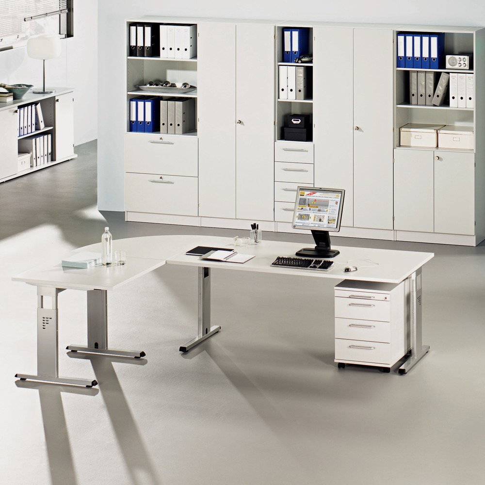 Produktabbildung Nr. 8: Hammerbacher Manuell höhenverstellbarer Schreibtisch Solid, C-Fuß, BxT 1.800 x 800 mm, grau