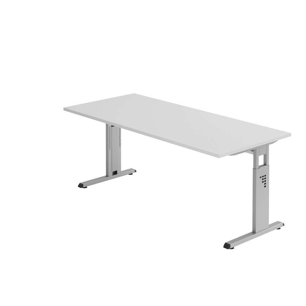 Produktabbildung: Hammerbacher Manuell höhenverstellbarer Schreibtisch Solid, C-Fuß, BxT 1.800 x 800 mm, grau