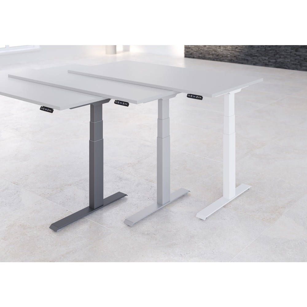 Produktabbildung Nr. 4: Hammerbacher Elektrisch höhenverstellbarer Schreibtisch 2-stufig, Memory-Schalter, C-Fuß, BxT 1.600 x 800 mm, Ahorn, graphit