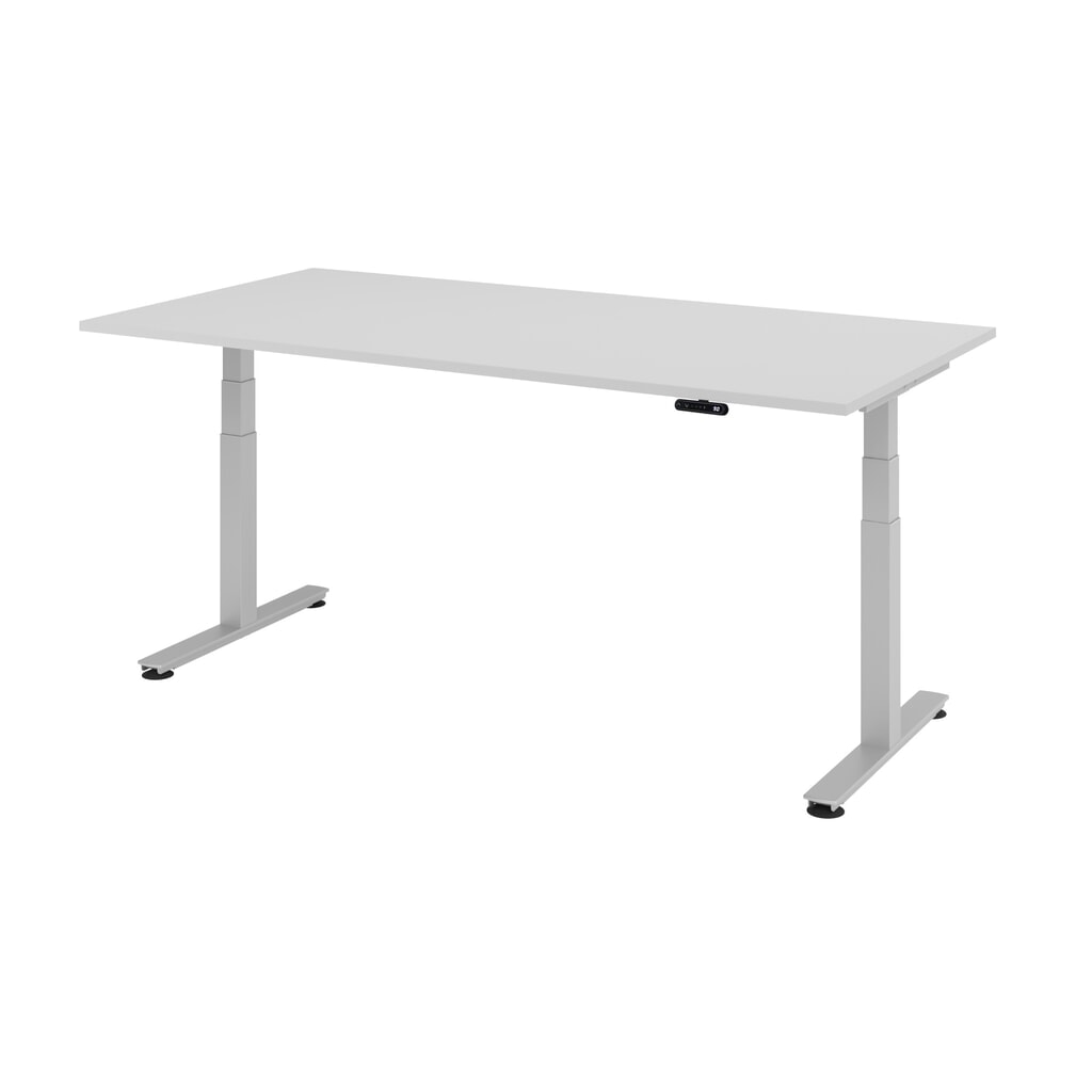 Hammerbacher Elektrisch höhenverstellbarer Schreibtisch 2-stufig, Memory-Schalter, T-Fuß, BxT 2.000 x 1.000 mm, grau, silber Produktabbildung: Hammerbacher Elektrisch höhenverstellbarer Schreibtisch 2-stufig, Memory-Schalter, T-Fuß, BxT 2.000 x 1.000 mm, grau, silber