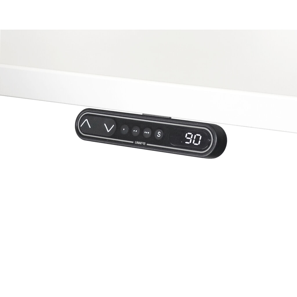 Hammerbacher Schreibtisch, T-Fuß, elektrisch höhenverstellbar 2-stufig, BxT 1.600 x 800 mm, weiß, silber Produktabbildung Nr. 8: Hammerbacher Schreibtisch, T-Fuß, elektrisch höhenverstellbar 2-stufig, BxT 1.600 x 800 mm, weiß, silber