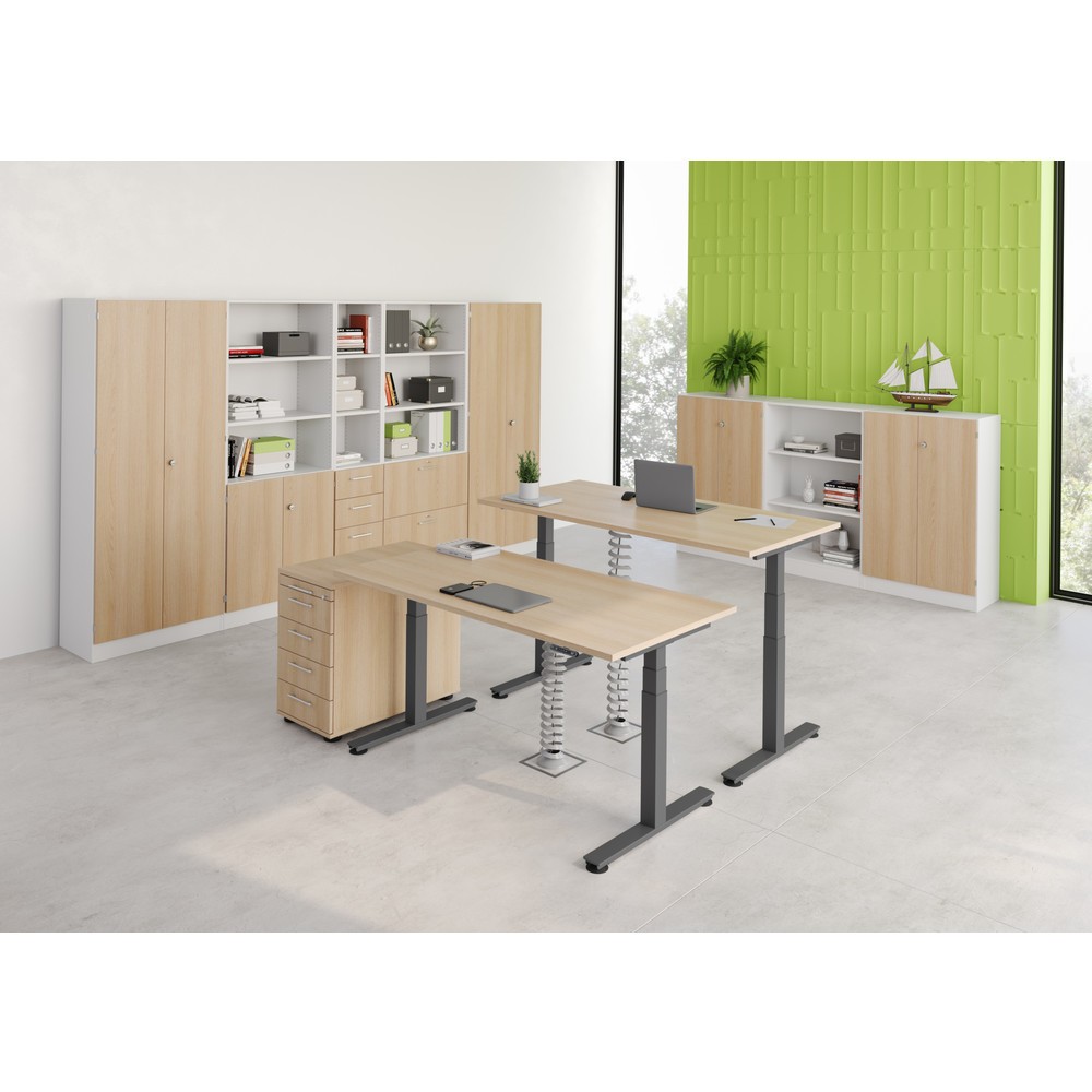 Produktabbildung Nr. 5: Hammerbacher Büro-Eckschreibtisch, Memory-Schalter, elektrisch höhenverstellbar, BxT 2.000 x 1.200 mm, grau, silber