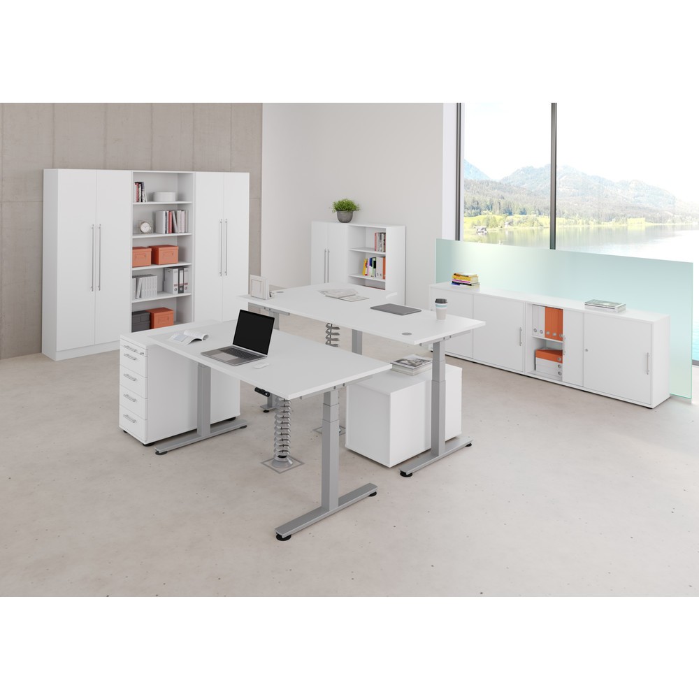 Produktabbildung Nr. 6: Hammerbacher Büro-Eckschreibtisch, Memory-Schalter, elektrisch höhenverstellbar, BxT 2.000 x 1.200 mm, grau, silber