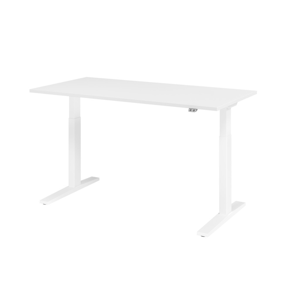 Produktabbildung Nr. 1: Hammerbacher Schreibtisch, C-Fuß, elektrisch höhenverstellbar 1-stufig, BxT 1.600 x 800 mm, weiß, weiß