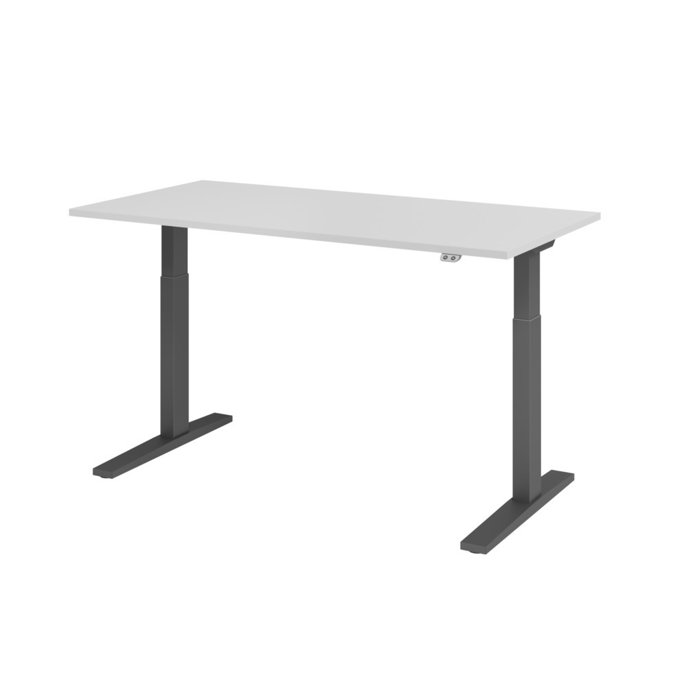 Produktabbildung Nr. 1: Hammerbacher Elektrisch höhenverstellbarer Schreibtisch 1-stufig, C-Fuß, BxT 1.600 x 800 mm, grau, graphit