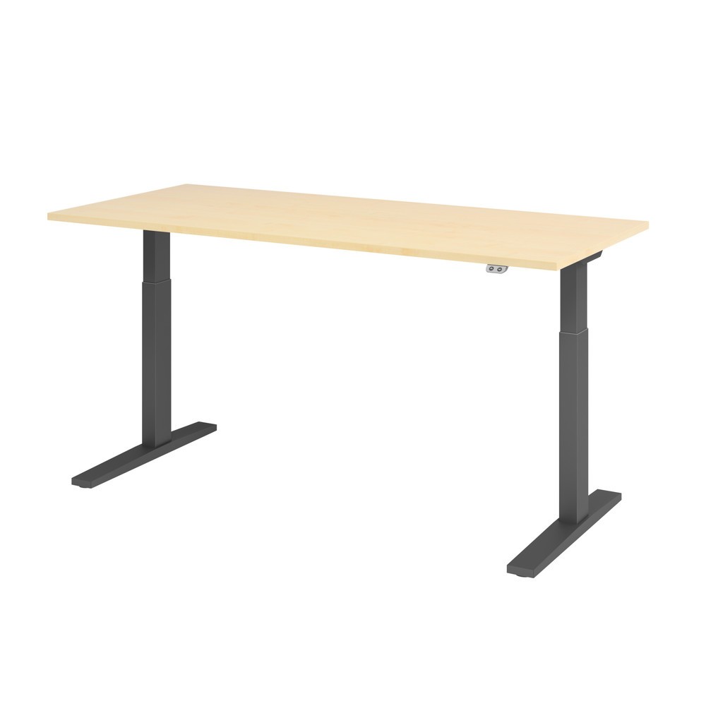 Produktabbildung Nr. 1: Hammerbacher Elektrisch höhenverstellbarer Schreibtisch 1-stufig, C-Fuß, BxT 1.800 x 800 mm,  Ahorn, grau