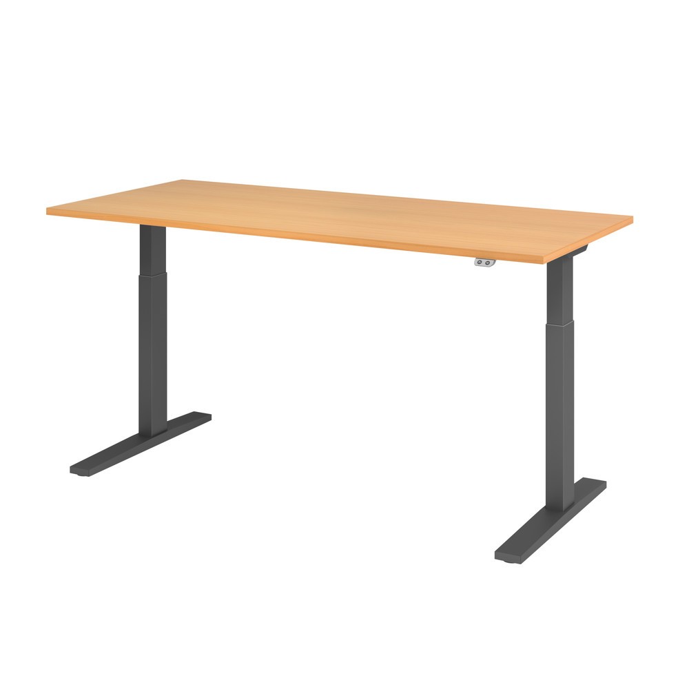 Produktabbildung Nr. 1: Hammerbacher Elektrisch höhenverstellbarer Schreibtisch 1-stufig, C-Fuß, BxT 1.800 x 800 mm,  Buche, grau