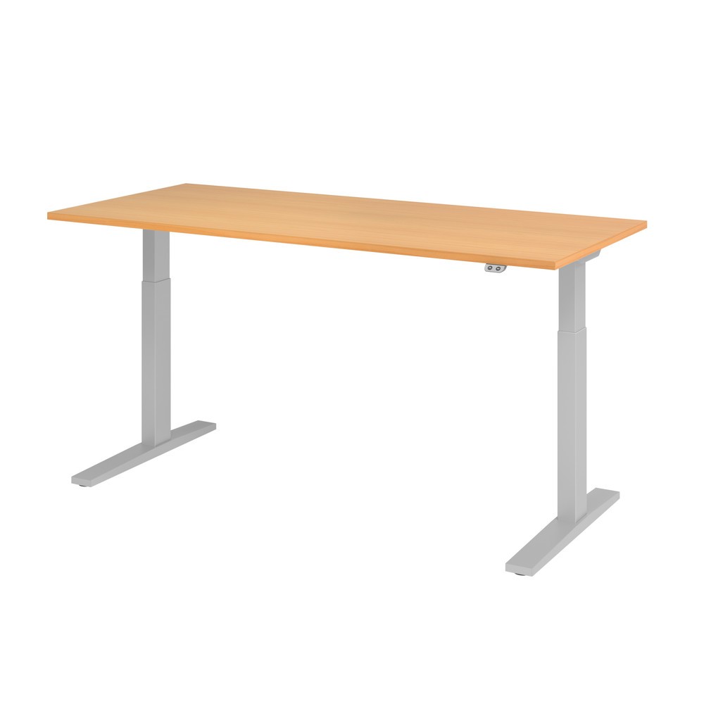 Produktabbildung Nr. 1: Hammerbacher Elektrisch höhenverstellbarer Schreibtisch 1-stufig, C-Fuß, BxT 1.800 x 800 mm,  Buche, silber