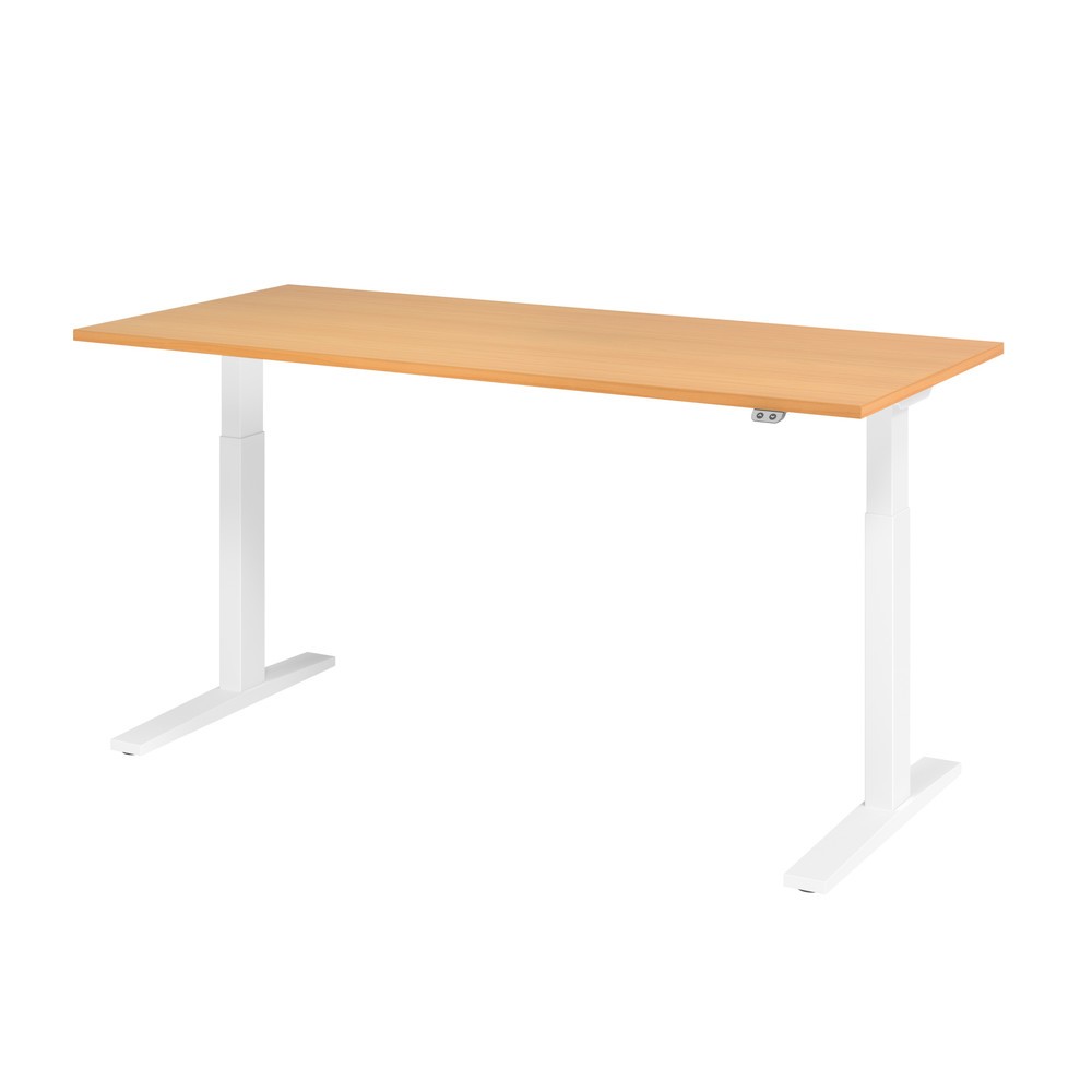 Produktabbildung Nr. 1: Hammerbacher Elektrisch höhenverstellbarer Schreibtisch 1-stufig, C-Fuß, BxT 1.800 x 800 mm,  Buche, weiß