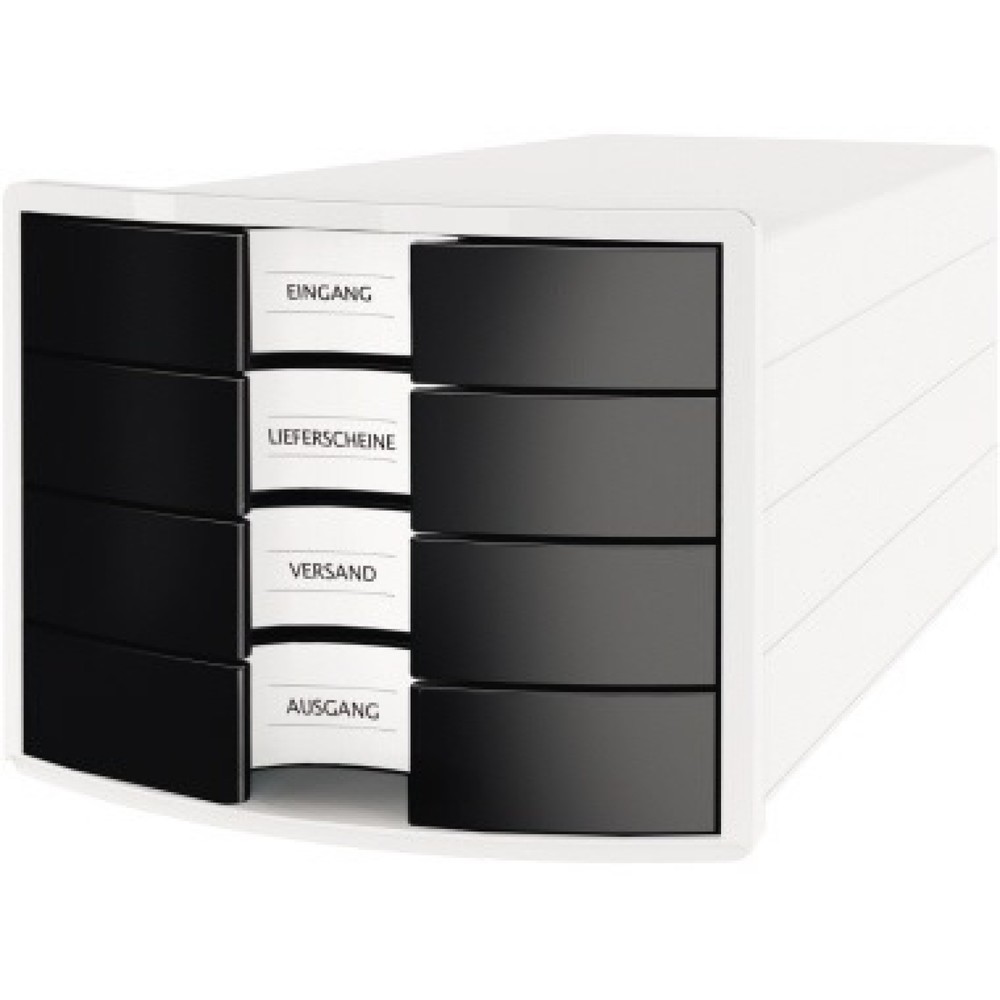 Produktabbildung Nr. 1: HAN Schubladenbox IMPULS 1012-32 DIN A4/C4 4Fächer geschl. ws/sw