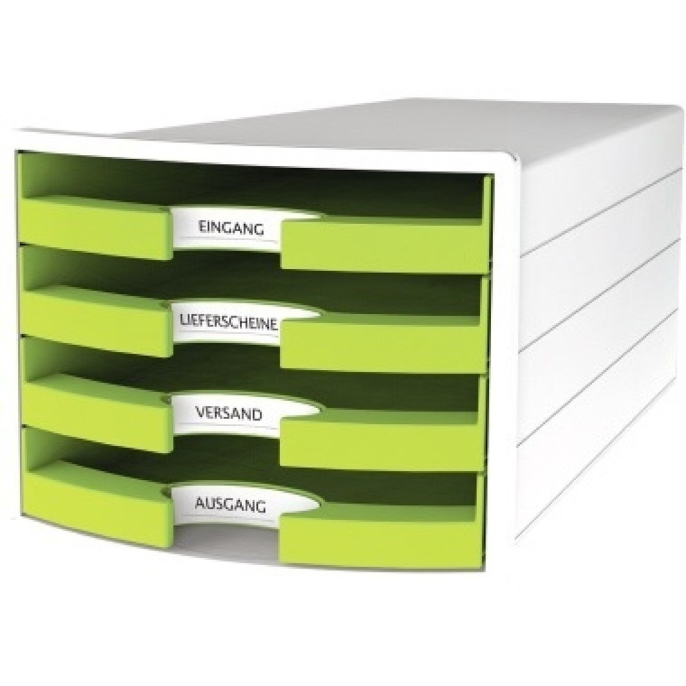 Produktabbildung: HAN Schubladenbox IMPULS 1013-50 DIN A4/C4 4Fächer offen ws/le