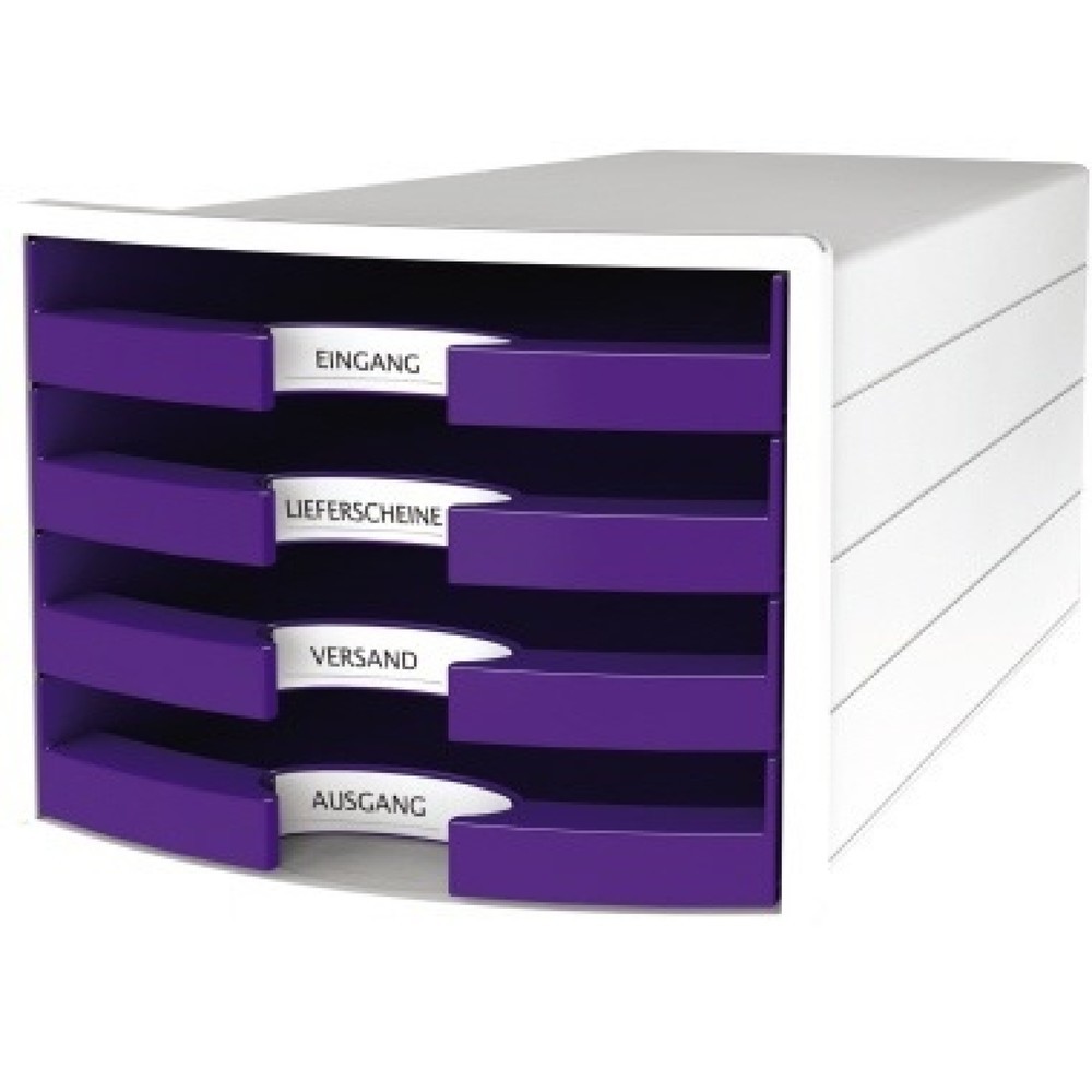 Produktabbildung: HAN Schubladenbox IMPULS 1013-57 DIN A4/C4 4Fächer offen ws/li