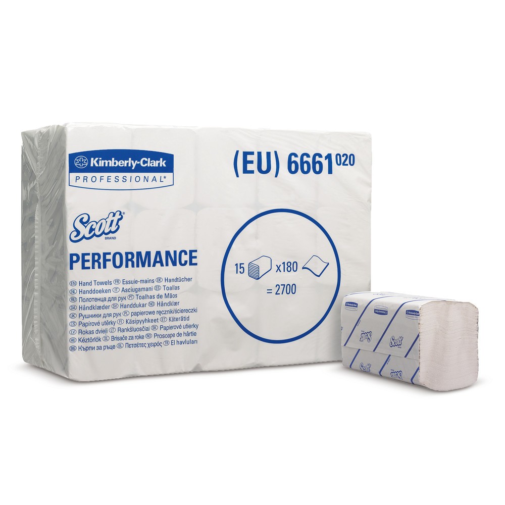 Product afbeelding: Handdoeken SCOTT® voor handdoekdispenser Kimberly-Clark®, Interfold/Medium, 3.180 handdoeken, wit
