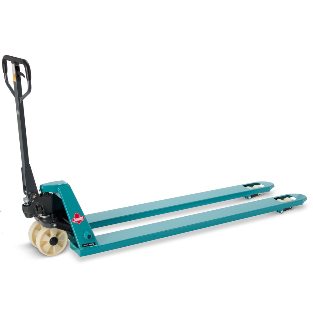 Produktabbildung: Handhubwagen Ameise® PTM 2.0, Tragfähigkeit 2.000 kg, Gabellänge 1.800 mm, Nylon, Tandemrollen