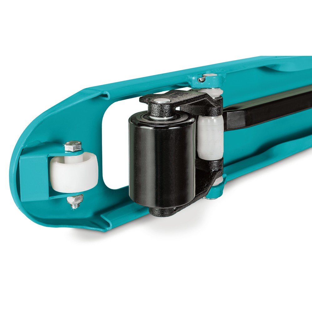 Produktabbildung Nr. 6: C-Ware Handhubwagen Ameise® PTM 2.0, Tragkraft 2.000 kg, Gabellänge 1.150 mm, Vollgummi/Polyurethan, Tandemrollen, RAL 5018 türkisblau