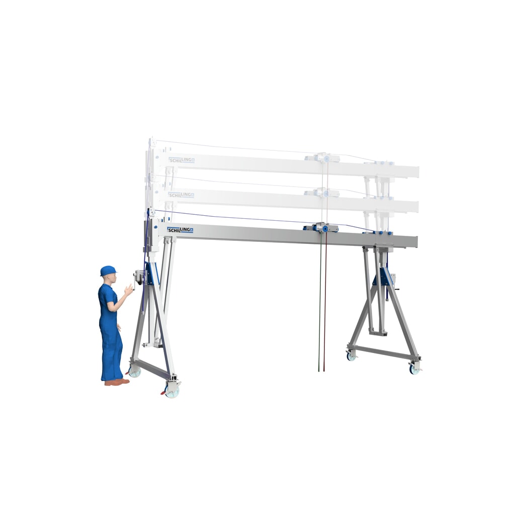 Handwinde für SCHILLING Alu-Portalkran, inkl. verdrehsicherem Drahtseil, 90 mm Hub pro Umdrehung, 2 Stk/VE Produktabbildung: Handwinde für SCHILLING Alu-Portalkran, inkl. verdrehsicherem Drahtseil, 90 mm Hub pro Umdrehung, 2 Stk/VE