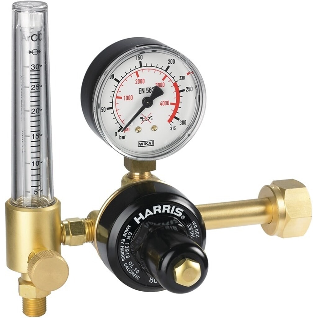 HARRIS Flaschendruckminderer 801, 200 bar 30 l/min, Argon / CO₂, W 21,8 x 1/14″ RH Produktabbildung: HARRIS Flaschendruckminderer 801, 200 bar 30 l/min, Argon / CO₂, W 21,8 x 1/14″ RH