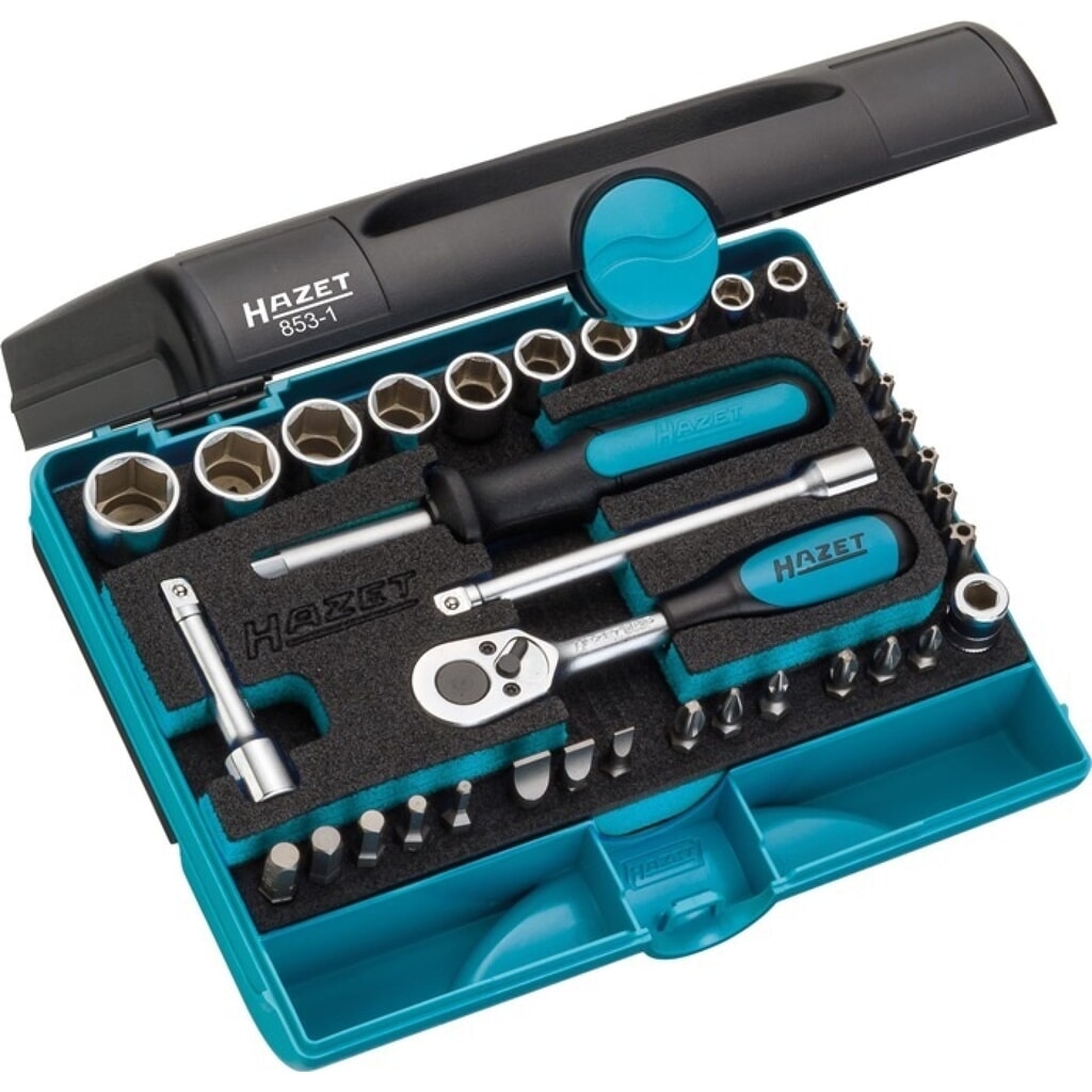 HAZET® Steckschlüsselsatz 853-1, 36-teilig 1/4 Zoll, Schlüsselweiten 5,5-14 mm Produktabbildung: HAZET® Steckschlüsselsatz 853-1, 36-teilig 1/4 Zoll, Schlüsselweiten 5,5-14 mm
