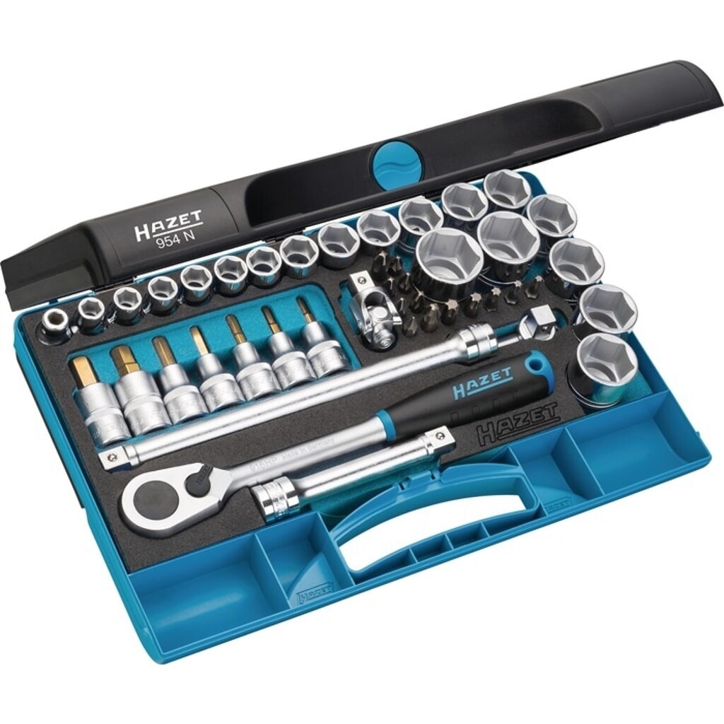 HAZET® Steckschlüsselsatz 954N, 44-teilig 1/2 Zoll, Schlüsselweiten 10-32 mm Produktabbildung: HAZET® Steckschlüsselsatz 954N, 44-teilig 1/2 Zoll, Schlüsselweiten 10-32 mm