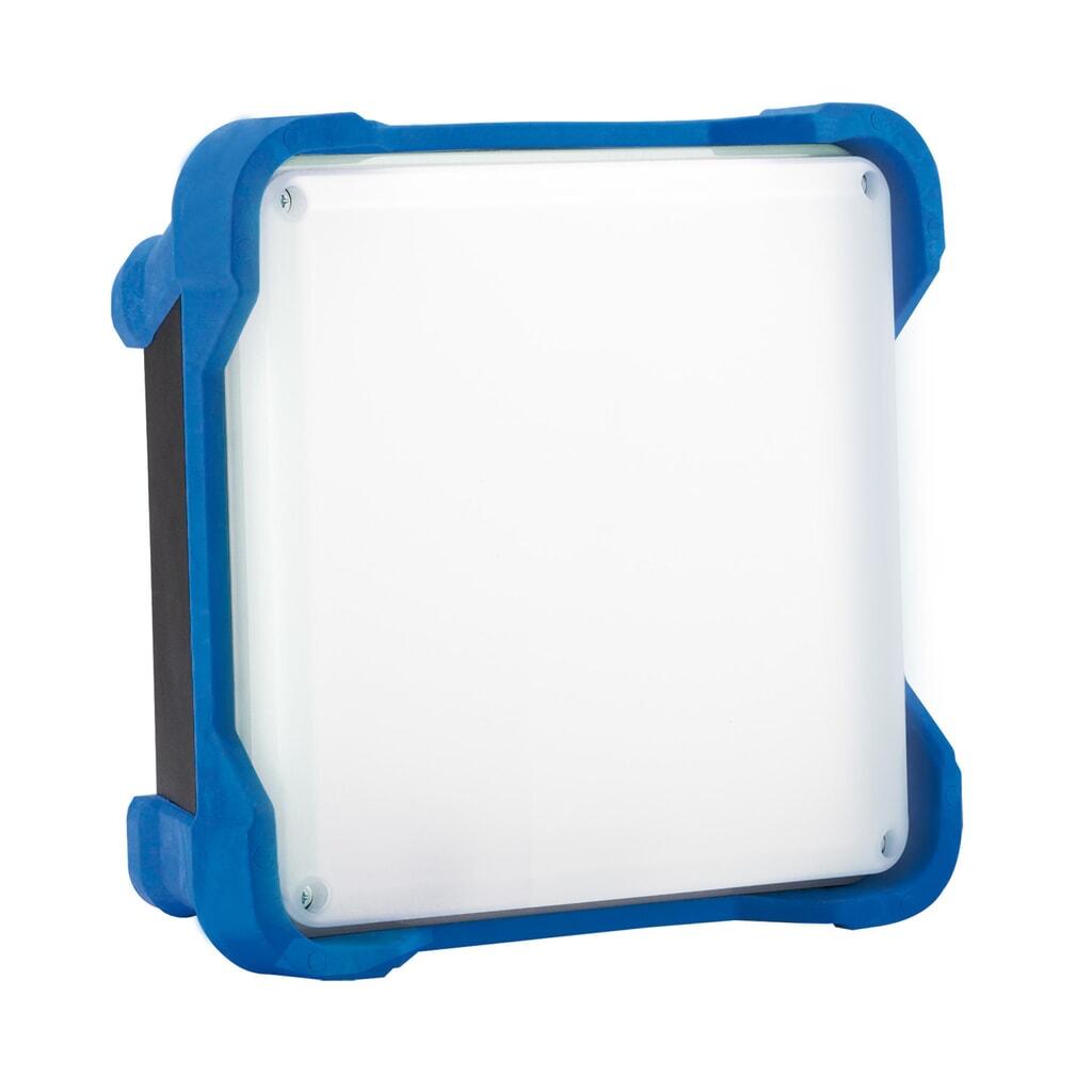 HEDI Arbeitsleuchte LEDCUBE, Li-Ion-Akku, IP54, 2 Lichtstufen 3.850 u. 1.600 Lumen Produktabbildung Nr. 1: HEDI Arbeitsleuchte LEDCUBE, Li-Ion-Akku, IP54, 2 Lichtstufen 3.850 u. 1.600 Lumen