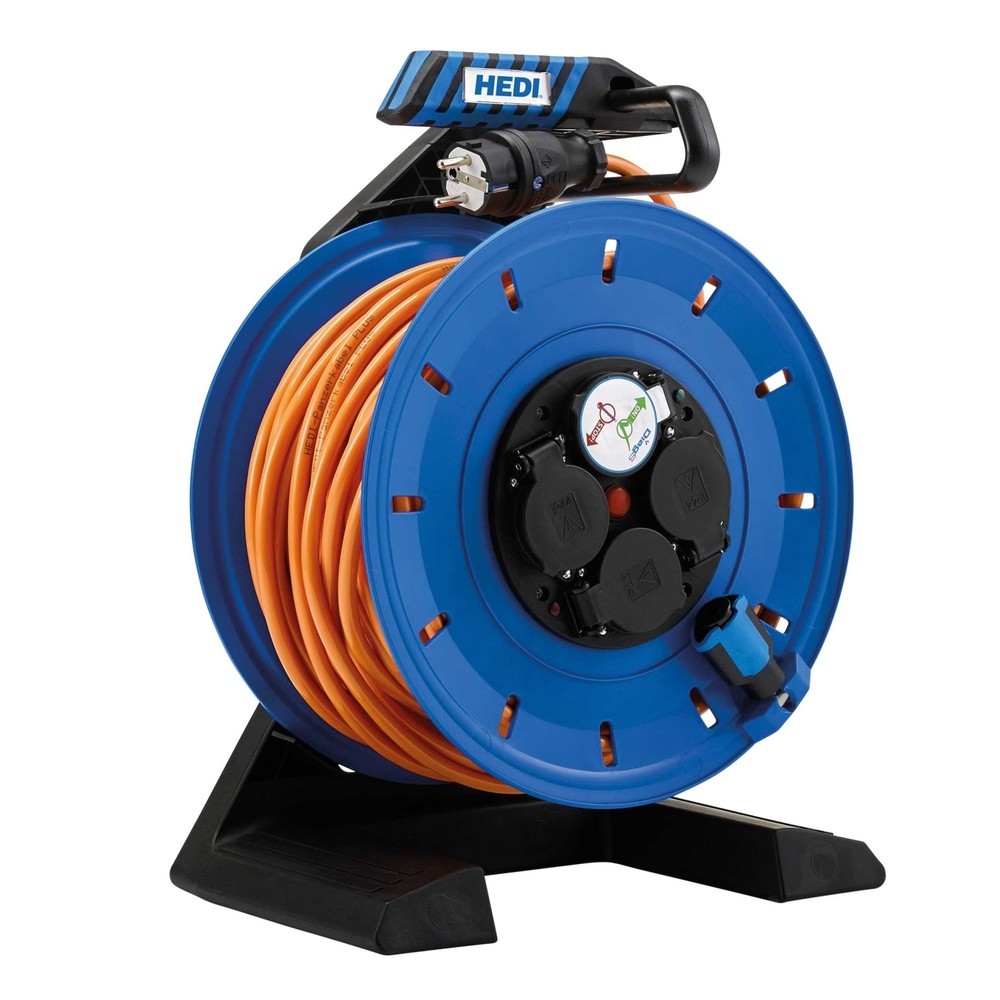 Product afbeelding: HEDI kabeltrommel Generation 7 Champion, H07BQ-F 3G2.5, IP54, 25 m, 4-voudige geaarde contactdoos