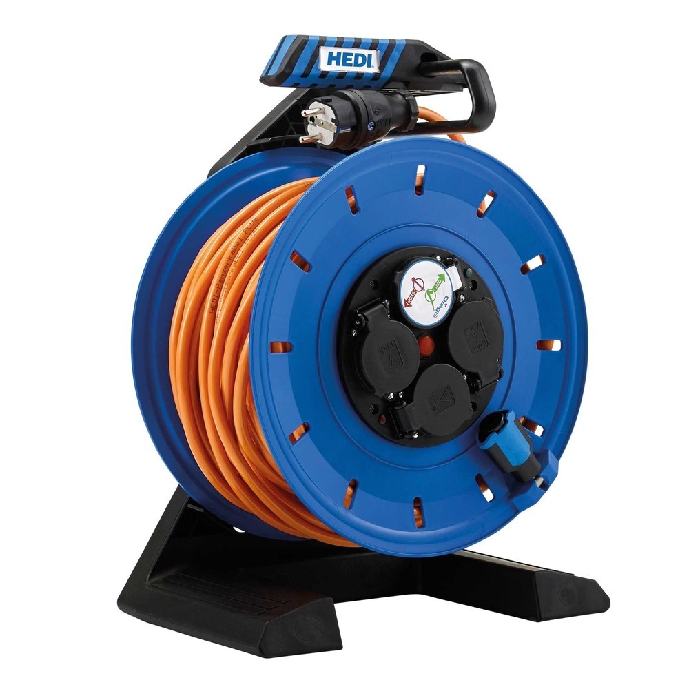 Produktabbildung: HEDI Kabeltrommel Generation 7 Champion, H07BQ-F 3G1,5, IP54, 50 m, 4-fache Schuko-Steckdose