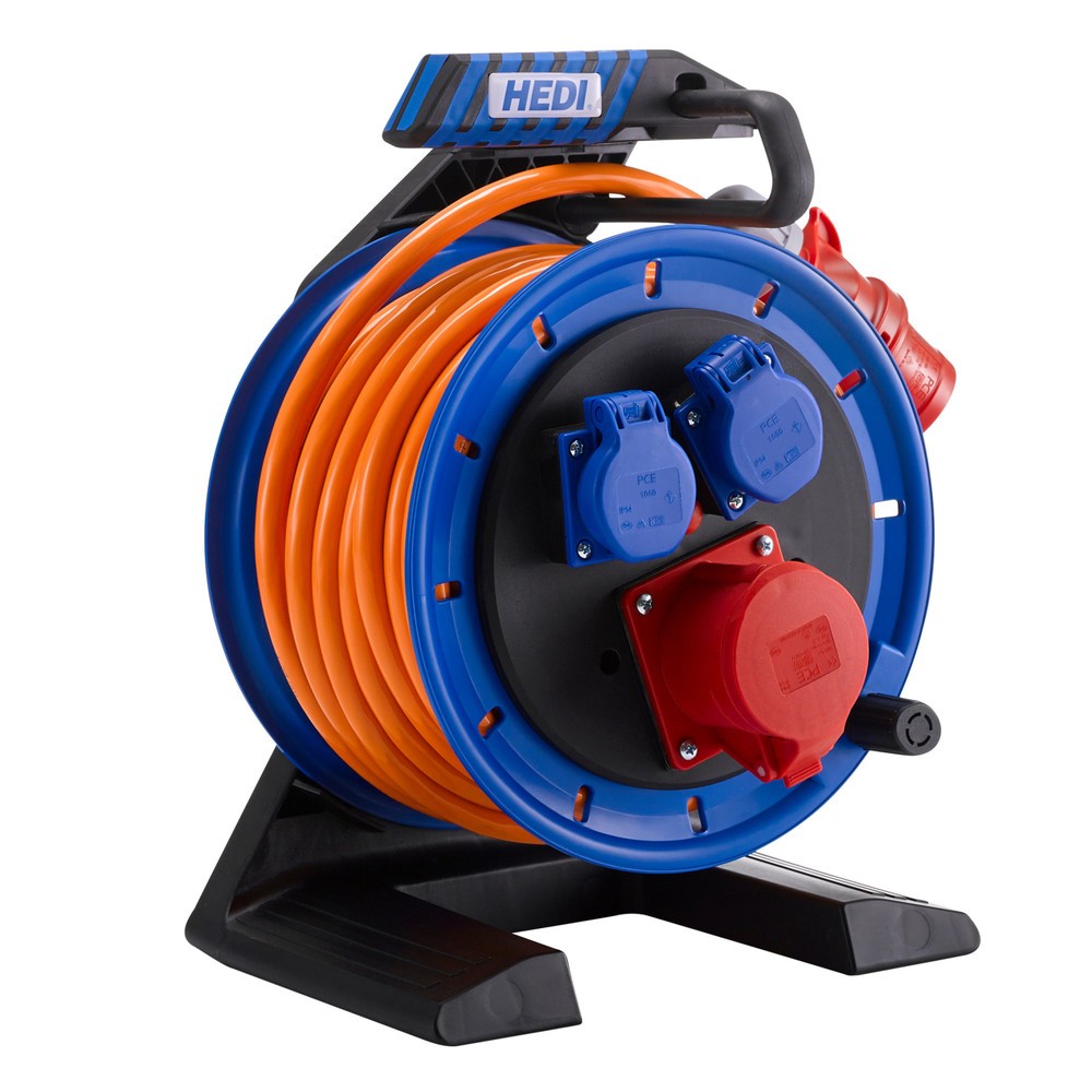 Productafbeelding nr. 1: HEDI kabeltrommel Generation 7 Companion, H07BQ-F 5G2,5, IP54, 20 m, 1x CEE- en 2x geaarde contactdoos